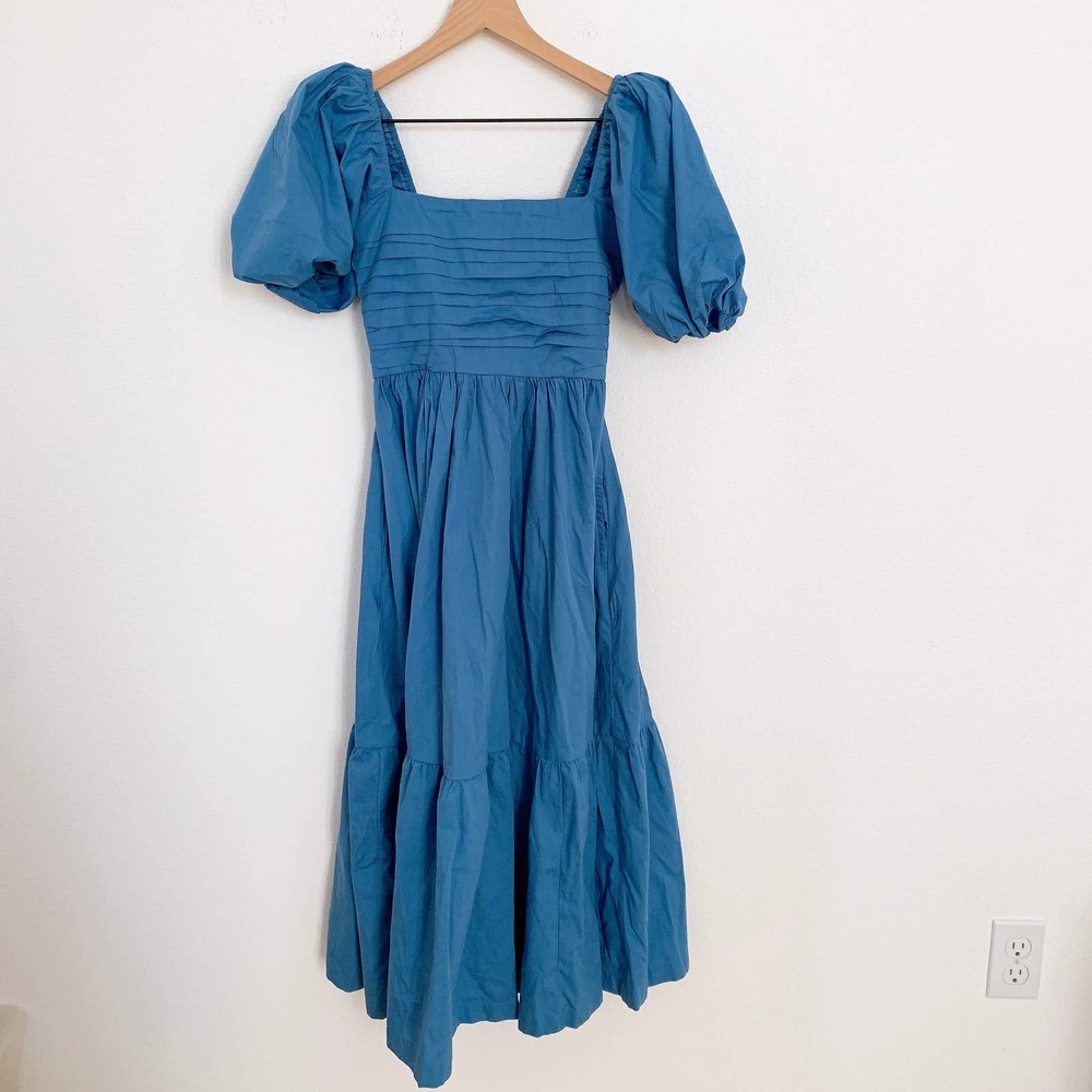 Abercrombie & Fitch Ruched Puff Sleeve Midi Dress - Picture 3 of 7